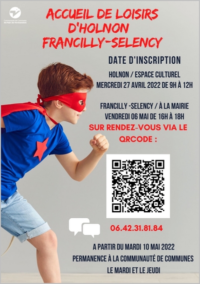 Inscriptions accueil de loisirs Holnon - Francilly 2022