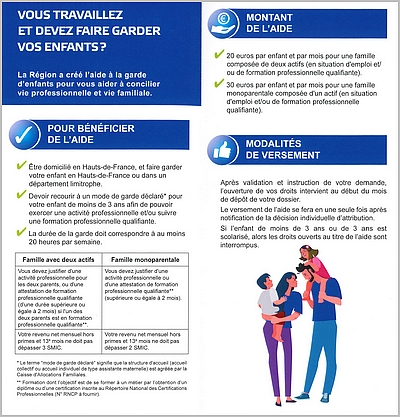 Flyer Aide à la garde d'enfants - Région Hauts-de-France