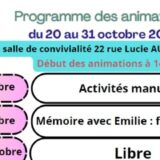 Programme des animations du SISSAD du 20 au 31 octobre 2025