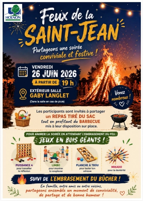 Feu de la Saint-Jean le 26 juin 2026 à Holnon