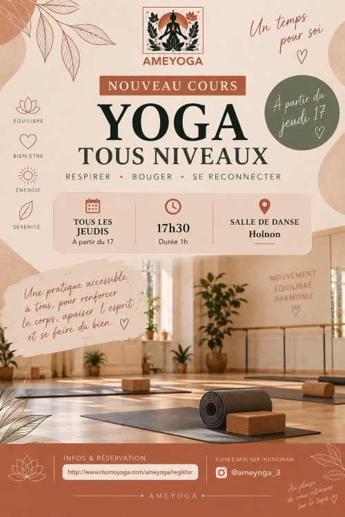Nouveau cours de yoga à Holnon à partir du 17 septembre 2026